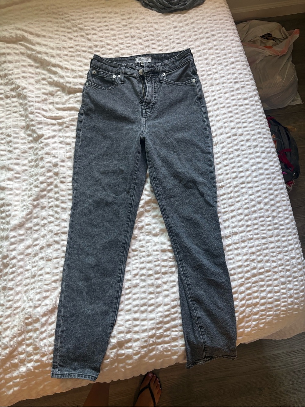 Madewell High-Rise Straight Jeans in Charcoal Gray Wash